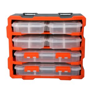 Tactix Plastic Rack with 6 Organisers Black and Red